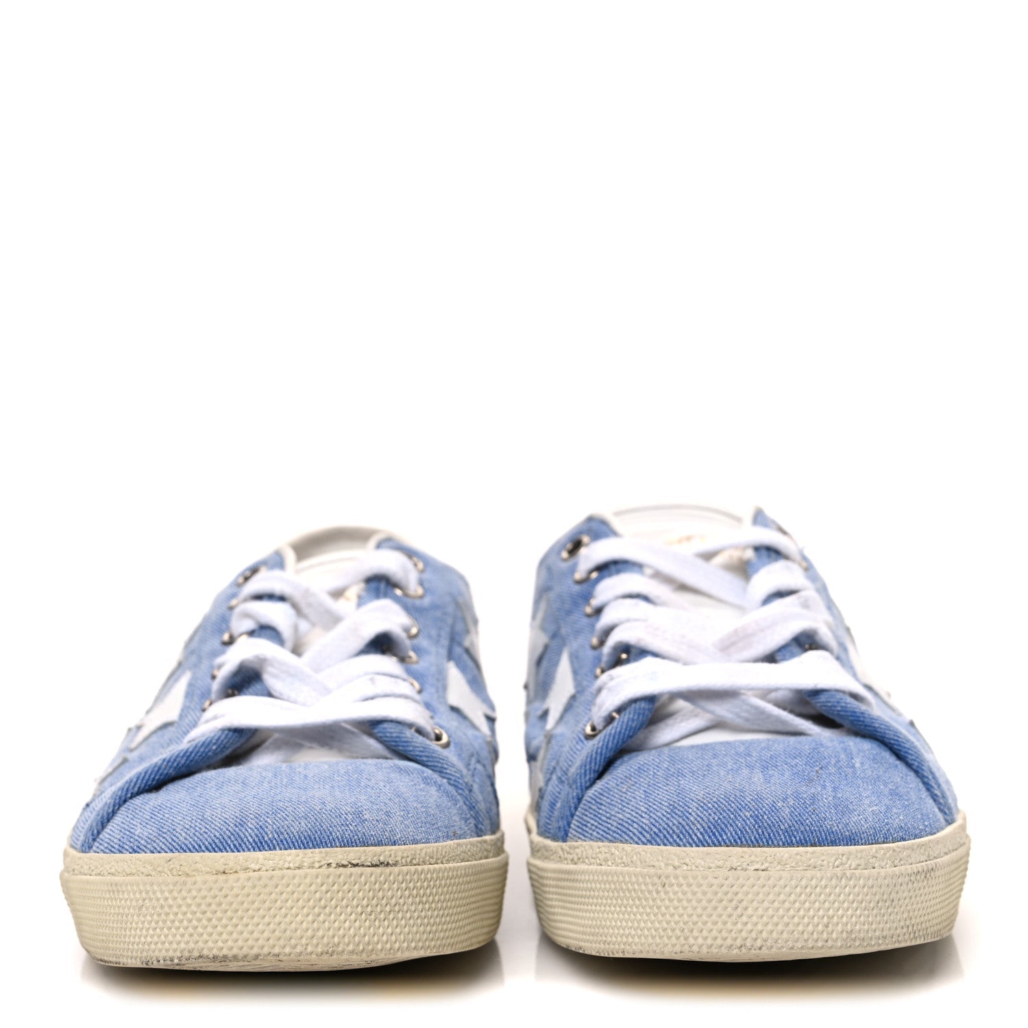Denim Calfskin Star Court Sneakers 39 Blue