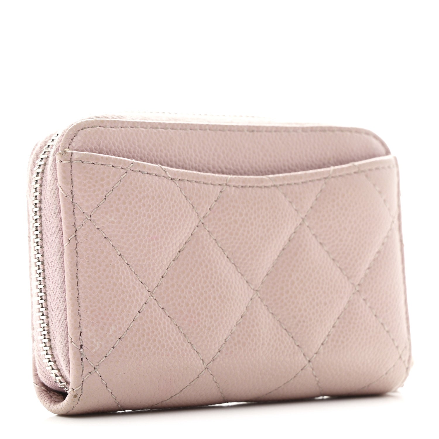 Caviar Quilted Zip Coin Purse Light Pink