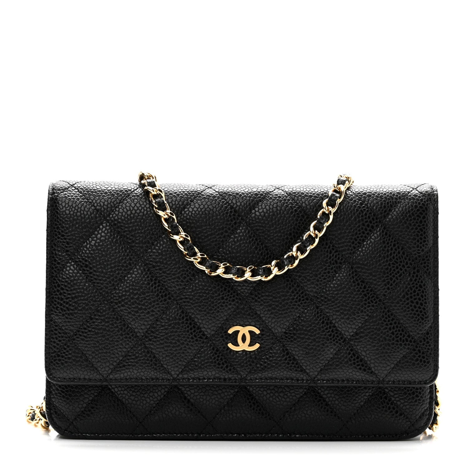 Caviar Quilted Wallet on Chain WOC Black
