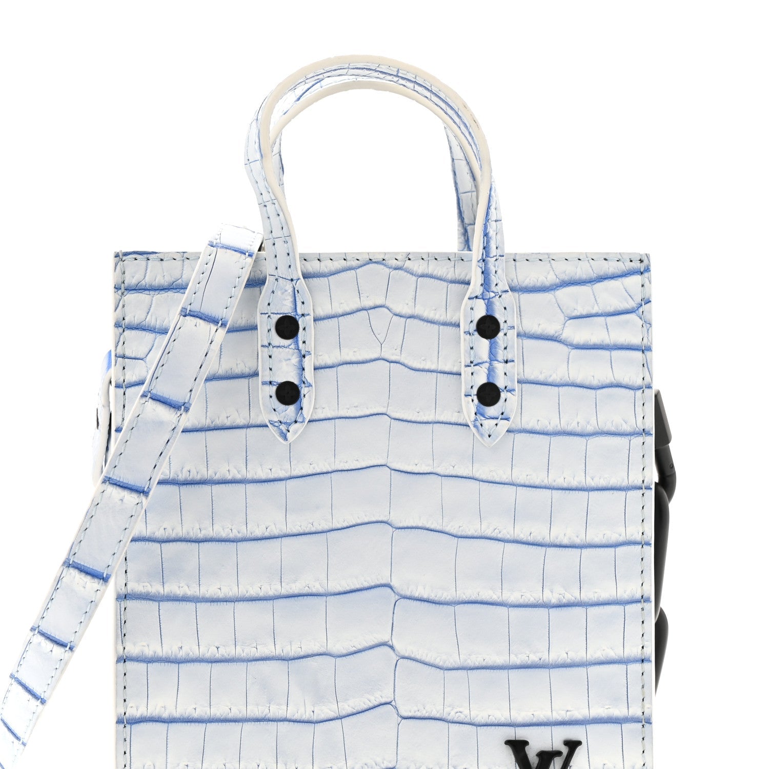 Crocodile Niloticus Sac Plat XS Mat Meringue White Blue