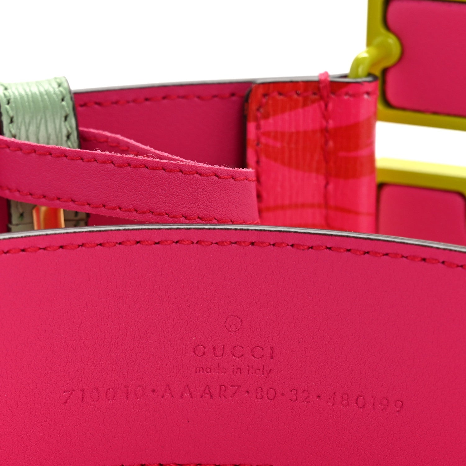 Calfskin Floral Heron G Cube Memorable Buckle 40mm Belt 80 32 Pink Green Multicolor