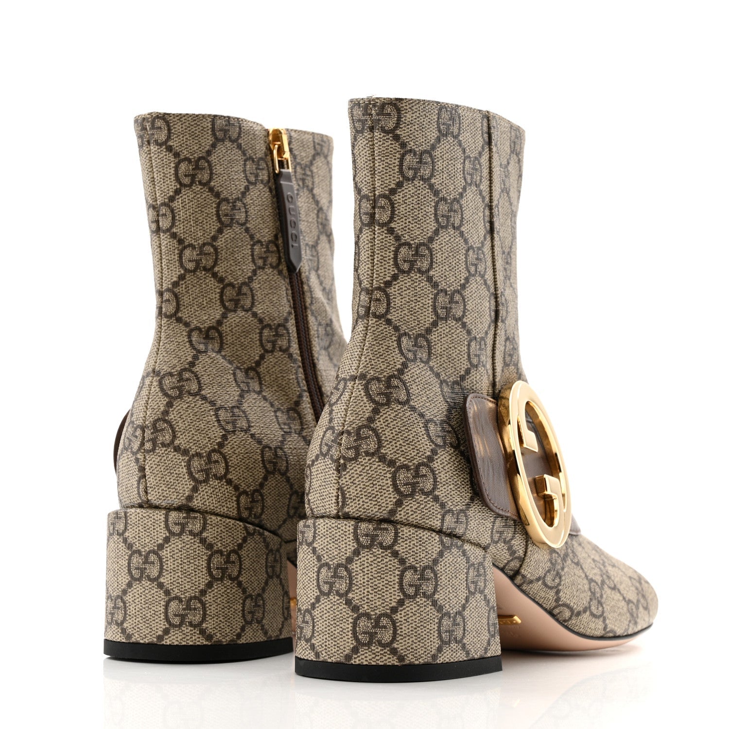 GG Supreme Monogram Malaga Kid Blondie 55mm Ankle Boots 35 Beige Ebony New Acero