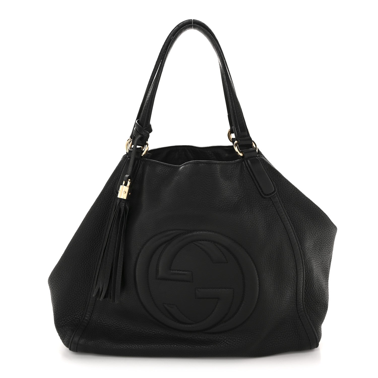 Pebbled Calfskin Medium Soho Shoulder Bag Black