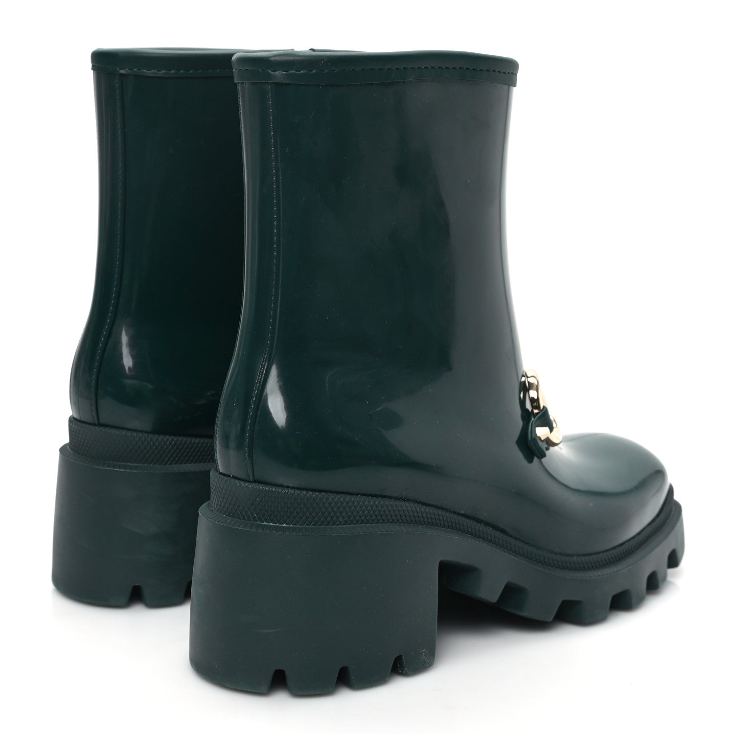 Rubber Womens Horsebit Ankle Boots 37 Vintage Green