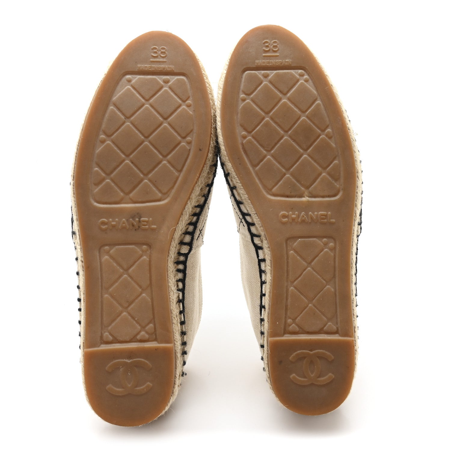 Fabric Biarritz CC Espadrilles 38 Beige Black