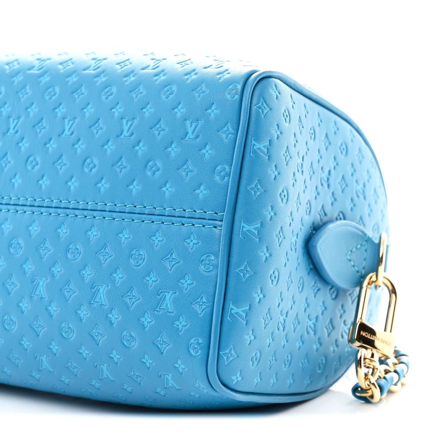 Calfskin Nanogram Embossed Speedy Bandouliere 20 Blue
