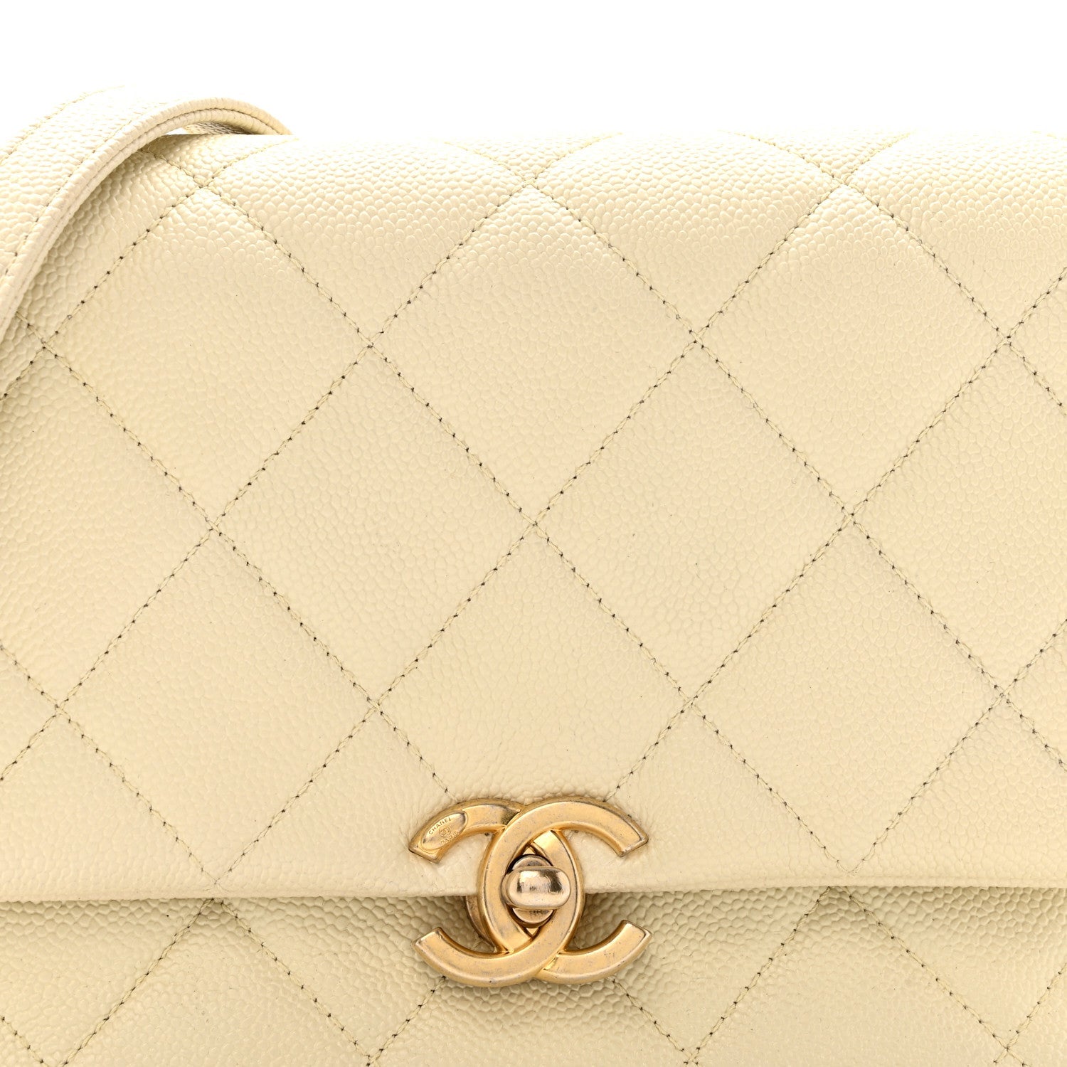 Shiny Caviar Quilted Small Chain Melody Flap White