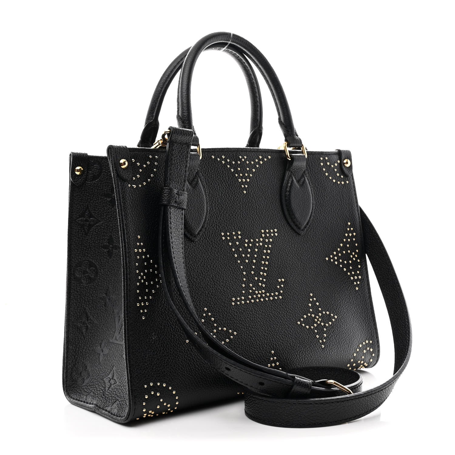 Grained Calfskin Studded Monogram Giant Onthego PM Black
