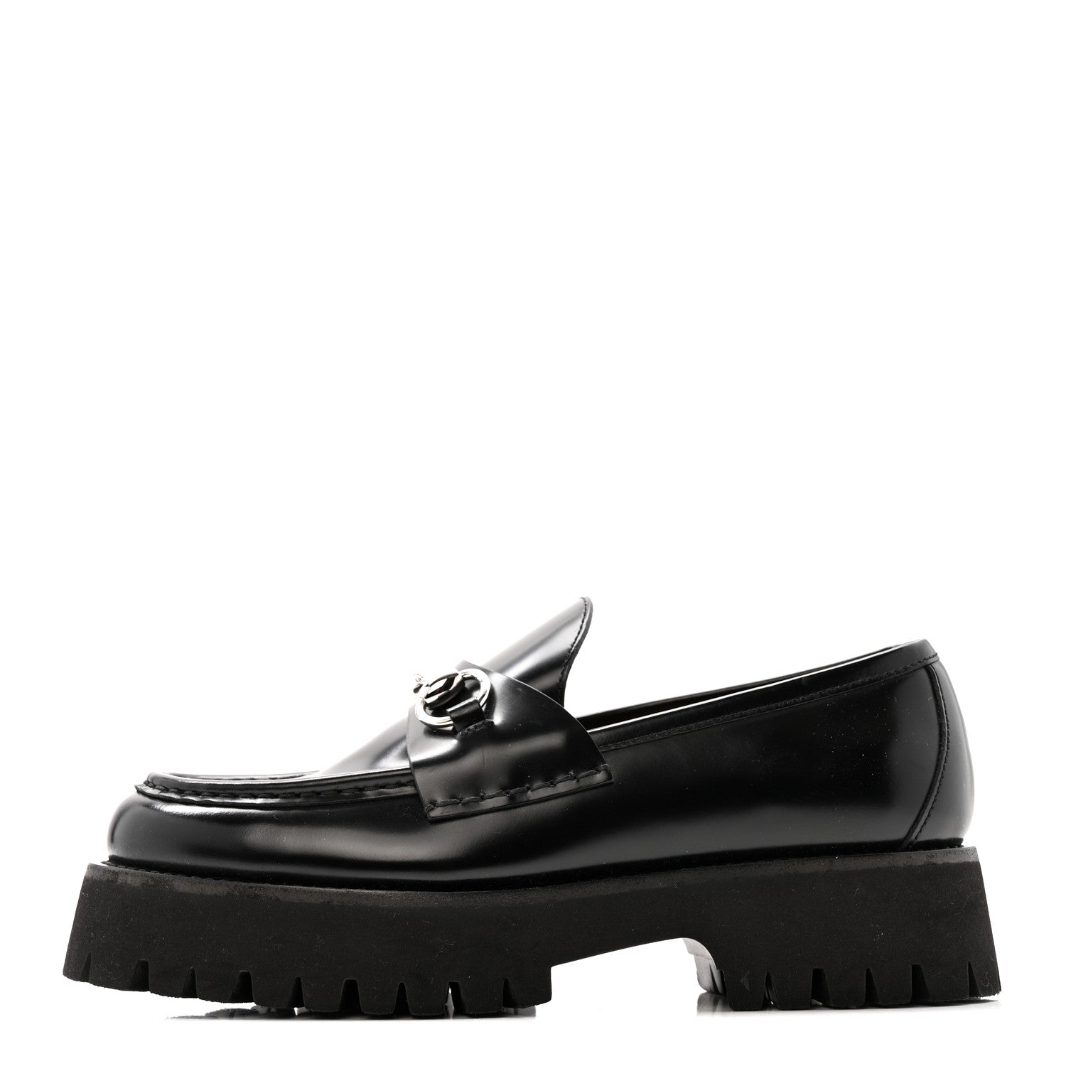 Cordovan Lux Womens Horsebit 45mm Platform Loafers 37.5 Black
