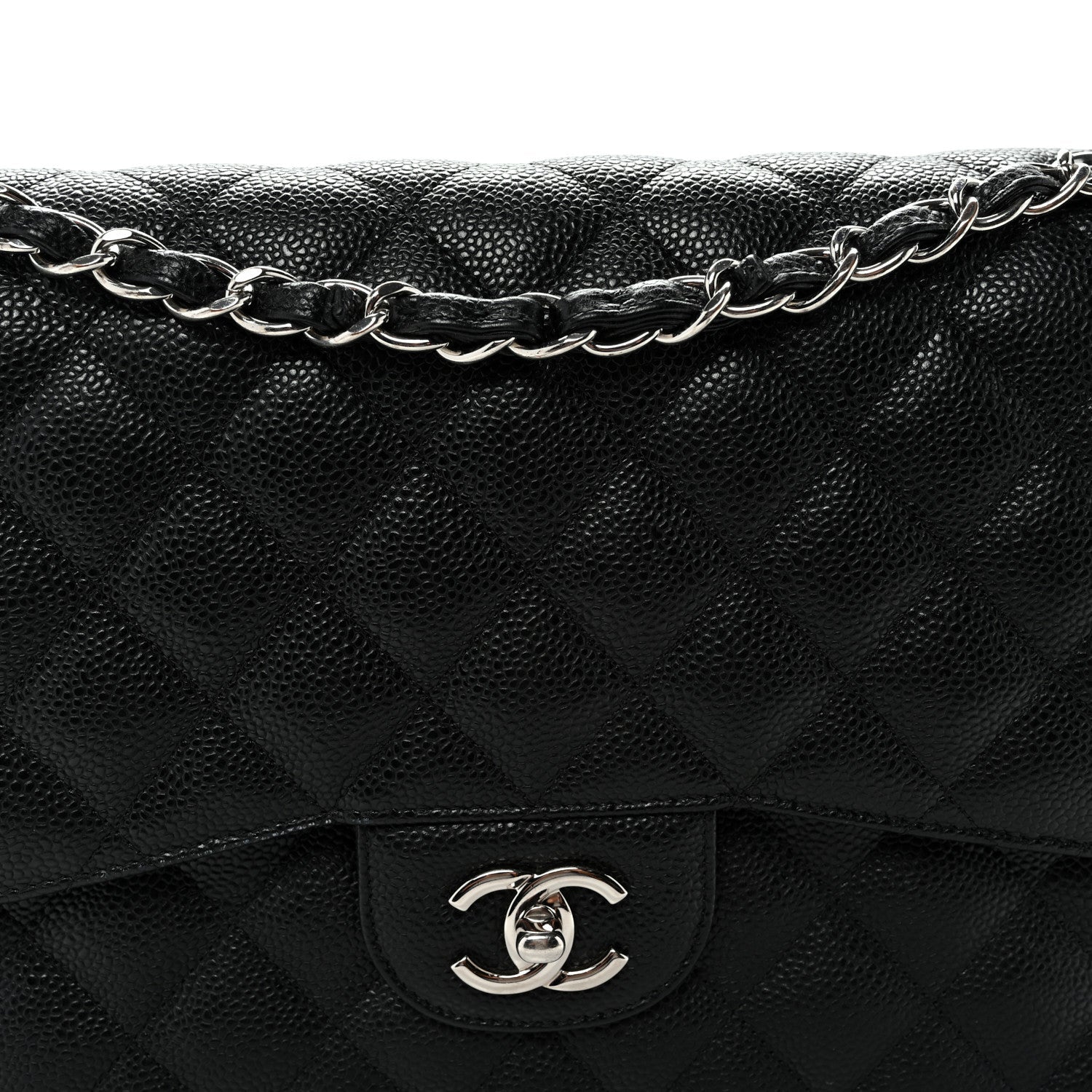 Caviar Quilted Jumbo Double Flap Black