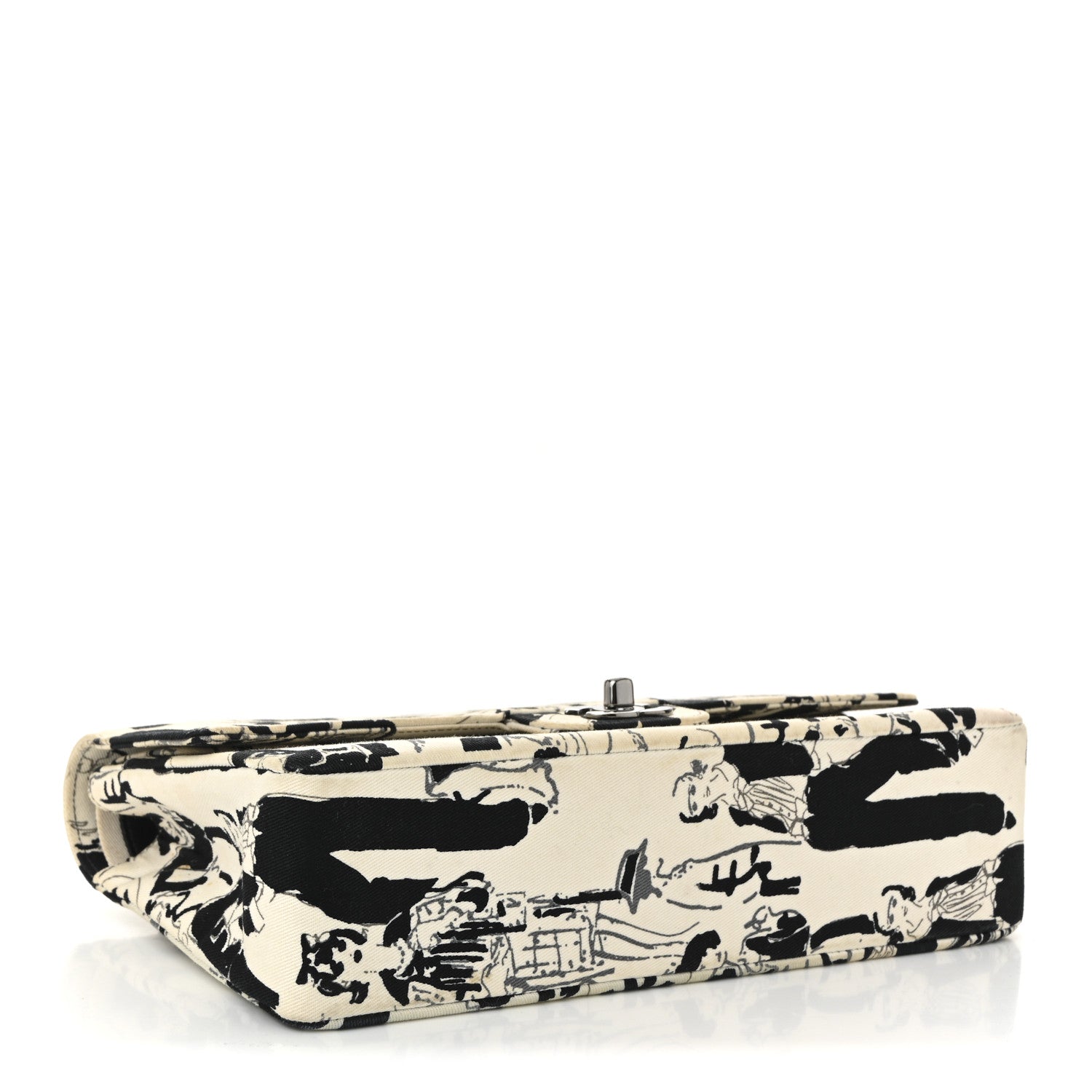 Canvas Coco Icons Medium Double Flap Black White