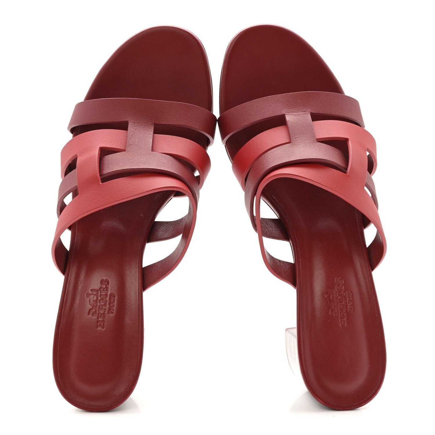 Calfskin Amica Sandals 38 Rouge Grenat Orange Solaire