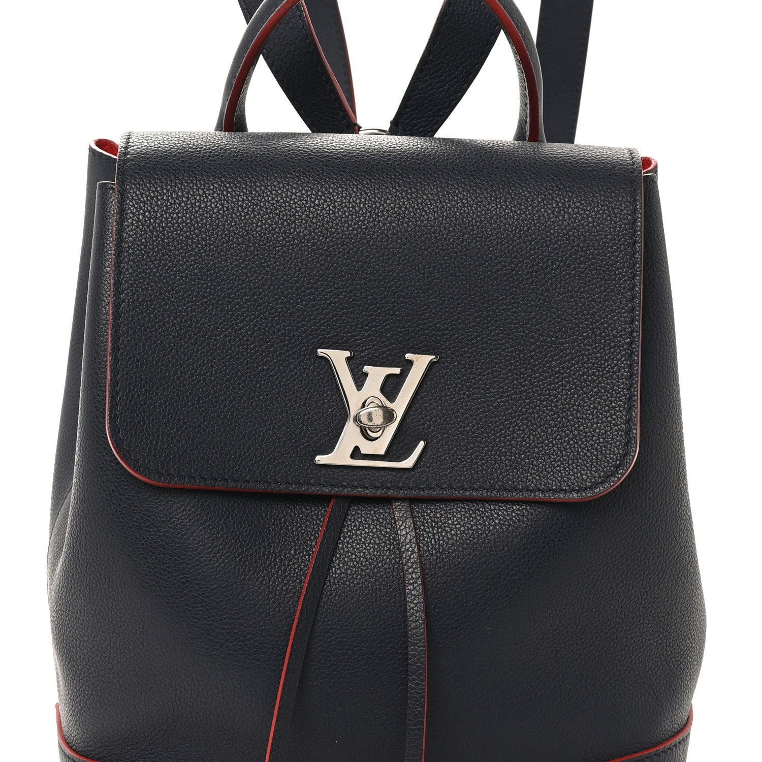 Soft Calfskin Lockme Backpack Marine Rouge
