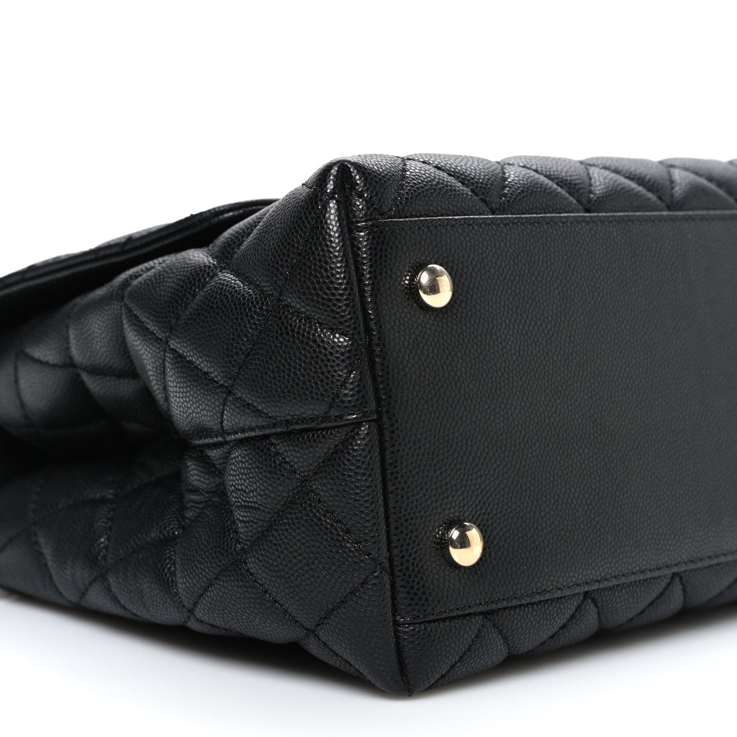 Caviar Quilted Small Coco Handle Flap Black
