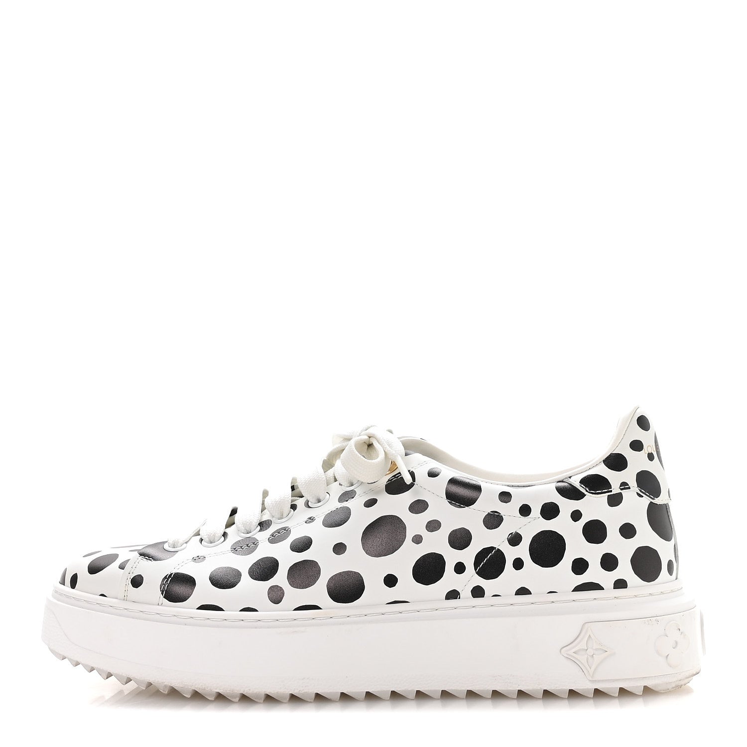 LV X YK Calfskin Printed Infinity Dots Time Out Sneakers 38.5 White
