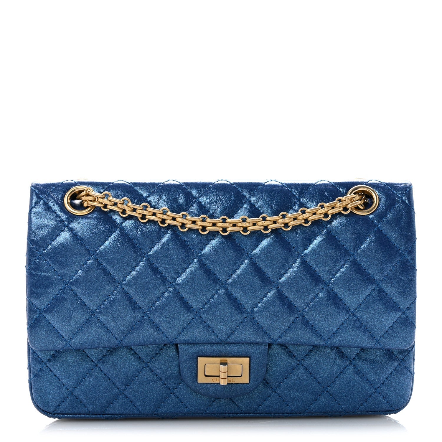 Metallic Calfskin Quilted 2.55 Reissue 225 Flap Blue