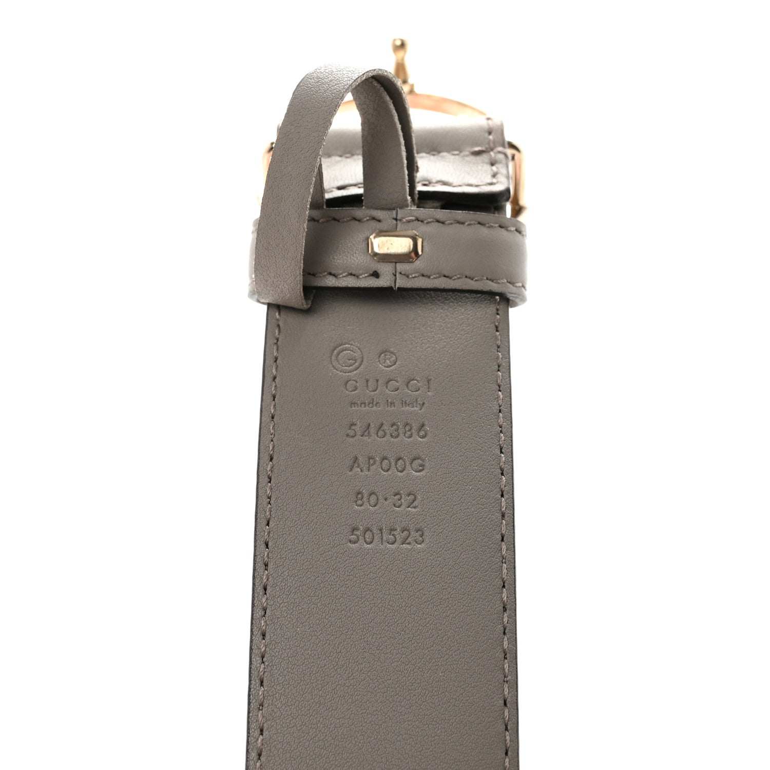 Moon Calfskin Interlocking G 37mm Belt 80 32 Storm Grey