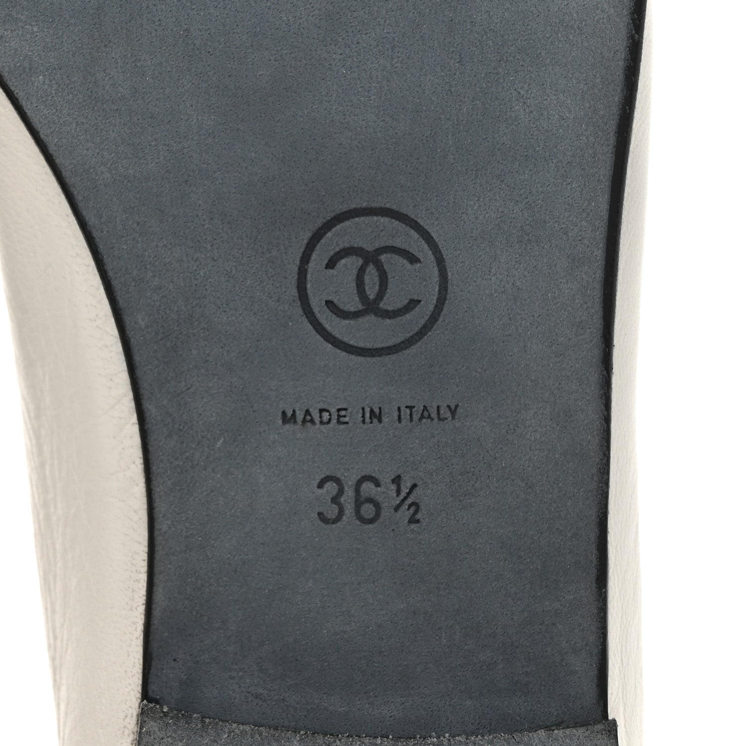 Lambskin Cap Toe CC Ballerina Flats 36.5 Grey Black