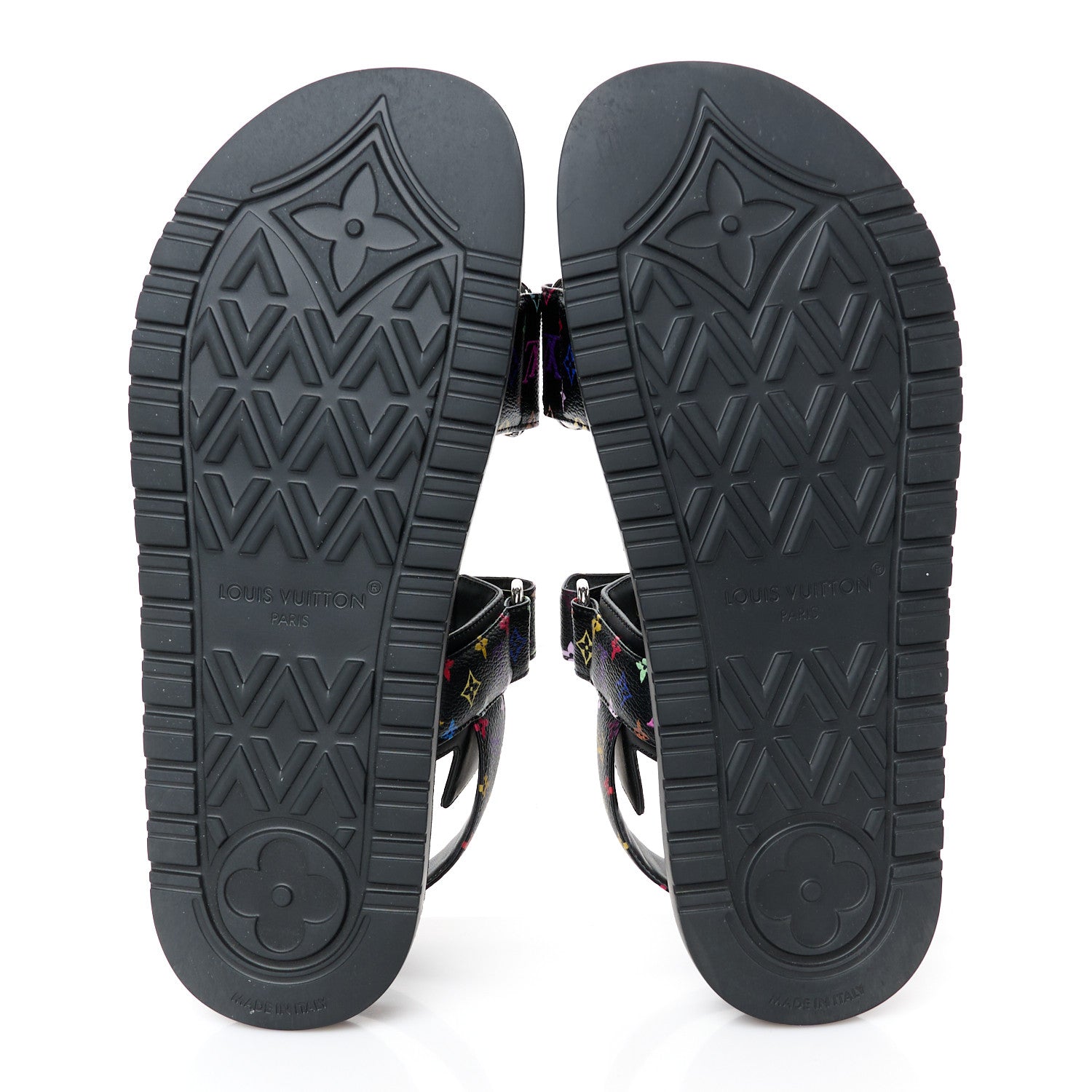 LV X TM Monogram Multicolor Sunset Flat Sandals 38 Black