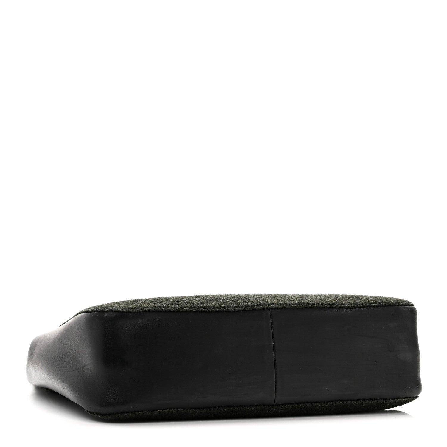 Wool Calfskin Bamboo Handle Bag Green Black