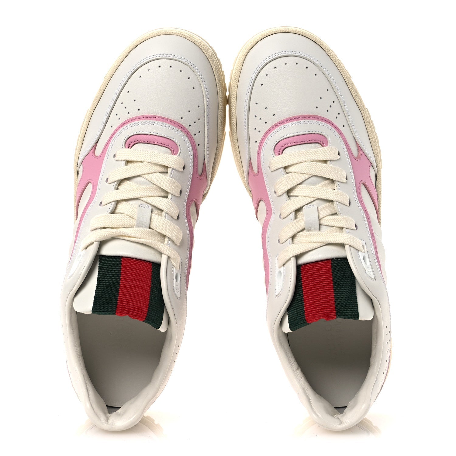 Calfskin Womens Re-Web Sneakers 40 White Pink