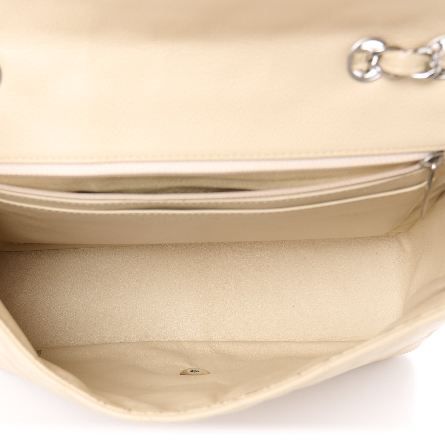 Caviar Quilted Jumbo Single Flap Beige Clair