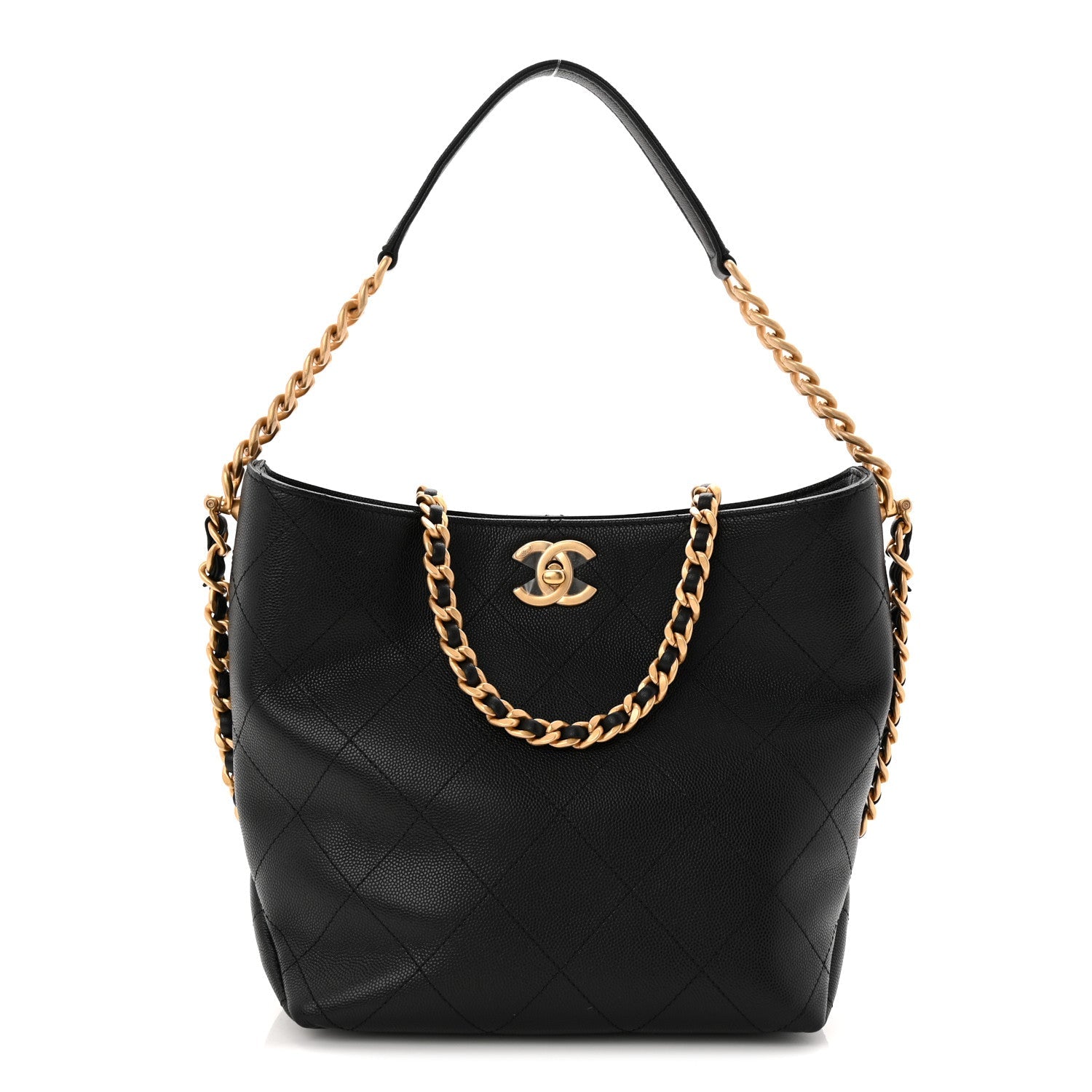 Caviar Quilted Hobo Black