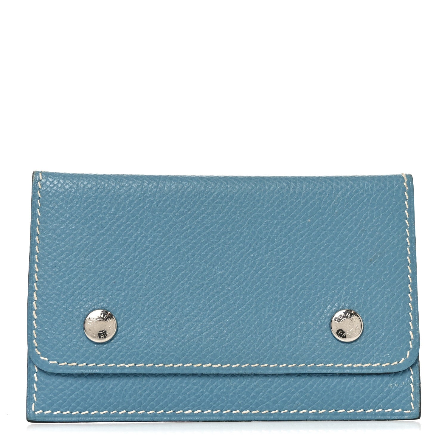 Epsom Hermesnap Card Holder Bleu Jean