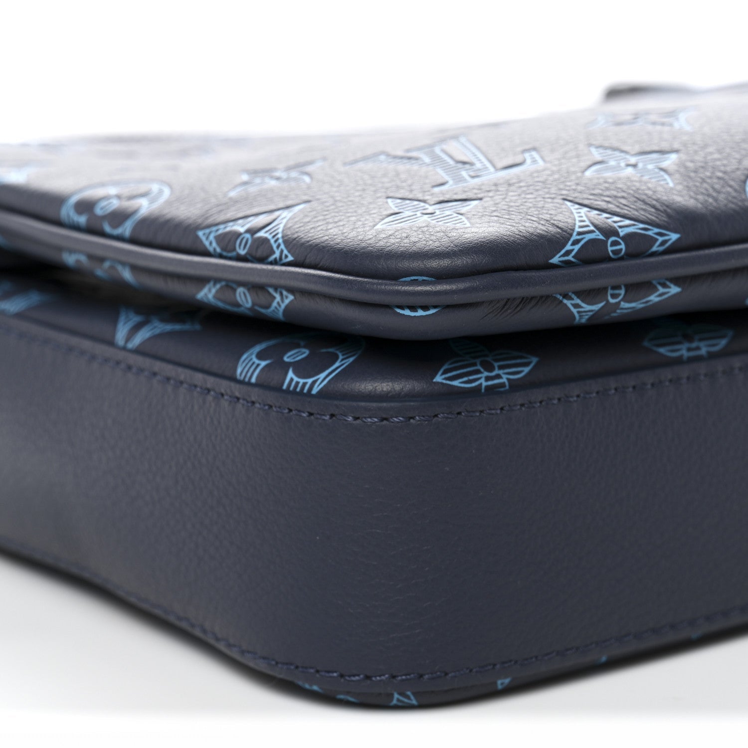 Calfskin Monogram Shadow Trio Messenger Navy River Blue