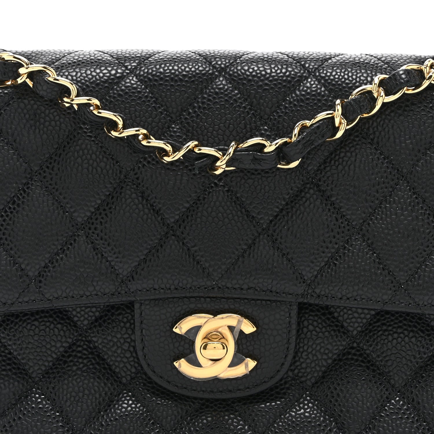 Caviar Quilted Small Double Flap Black