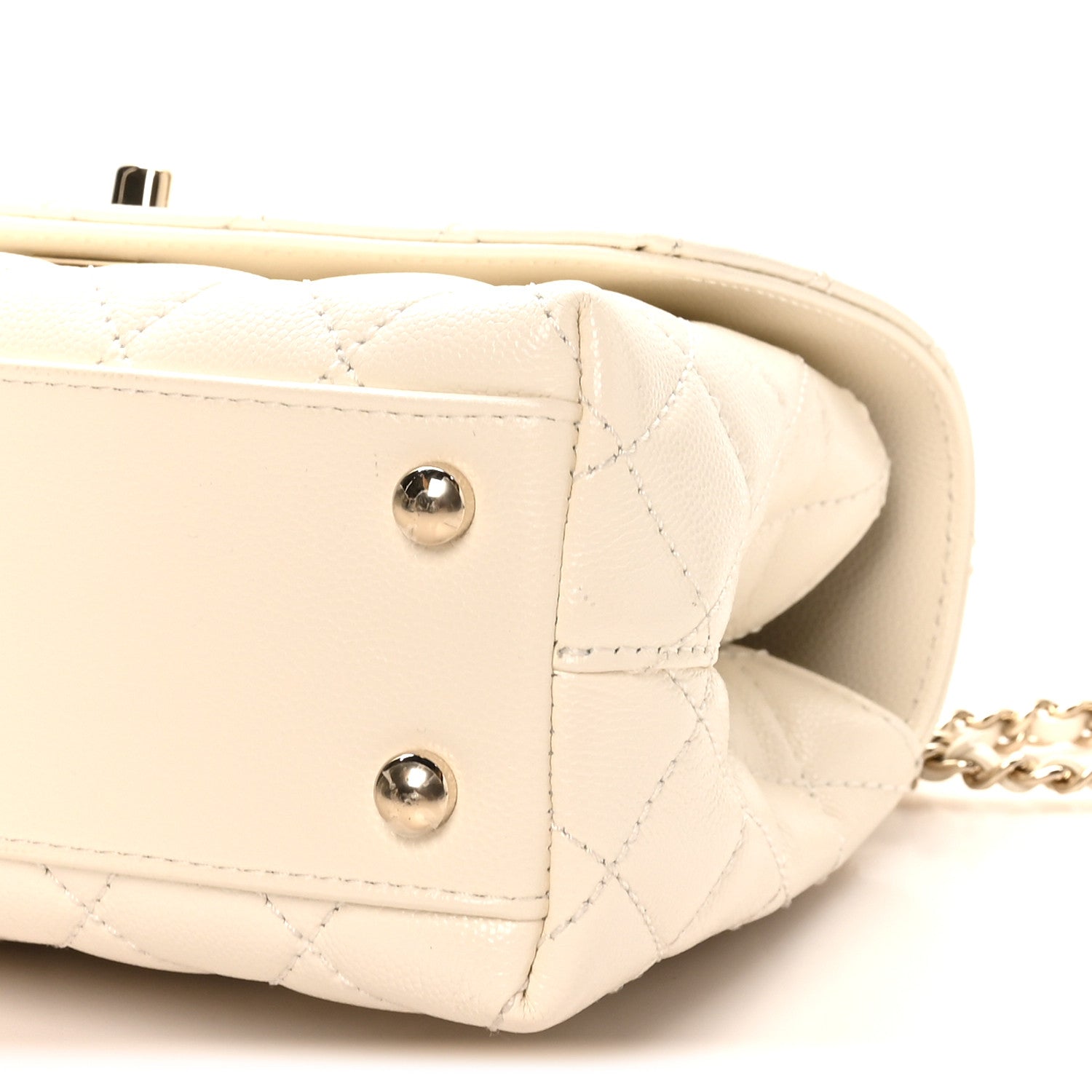 Caviar Quilted Mini Coco Handle Flap White
