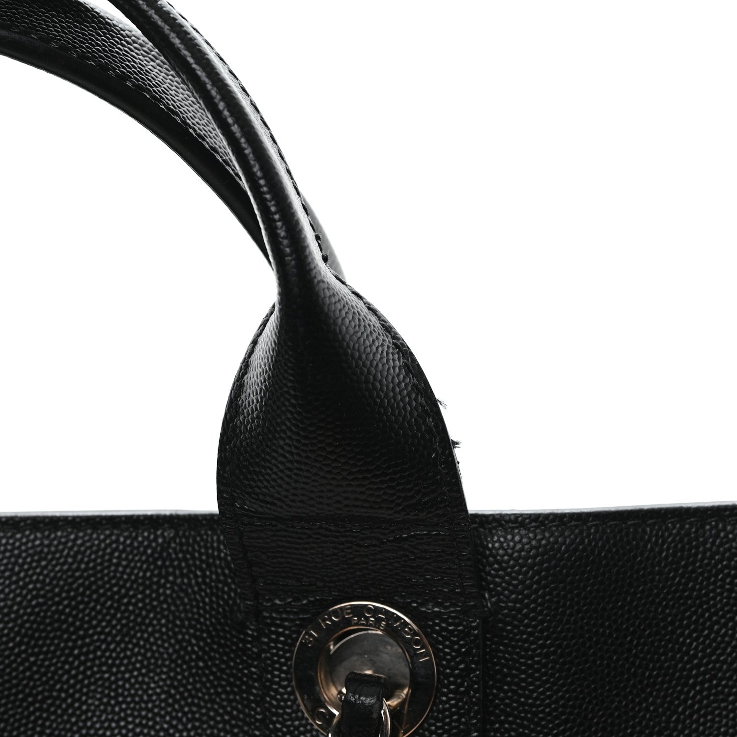 Caviar Medium Studded Deauville Tote Black
