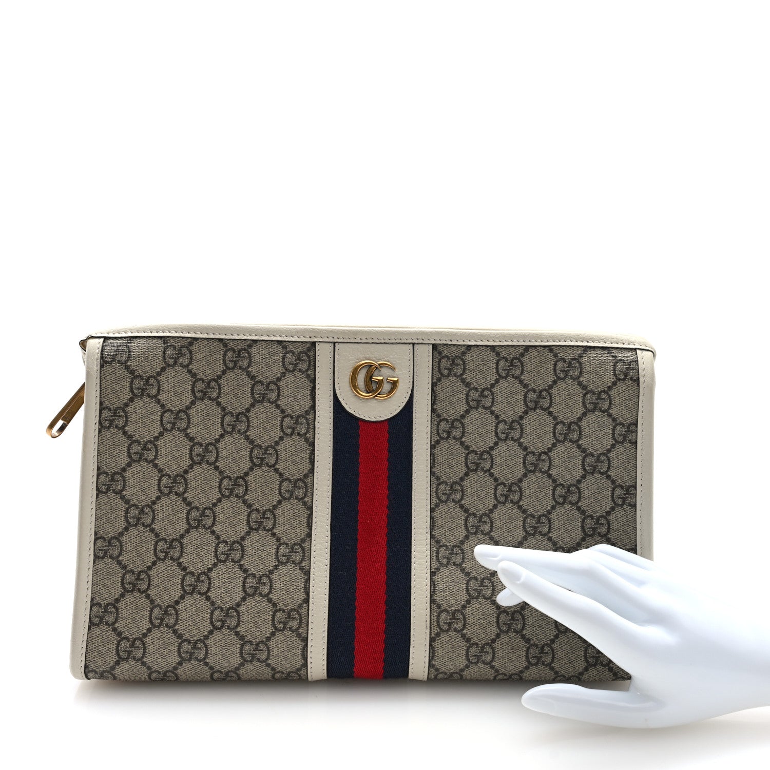 GG Supreme Monogram Web Toiletry Case White