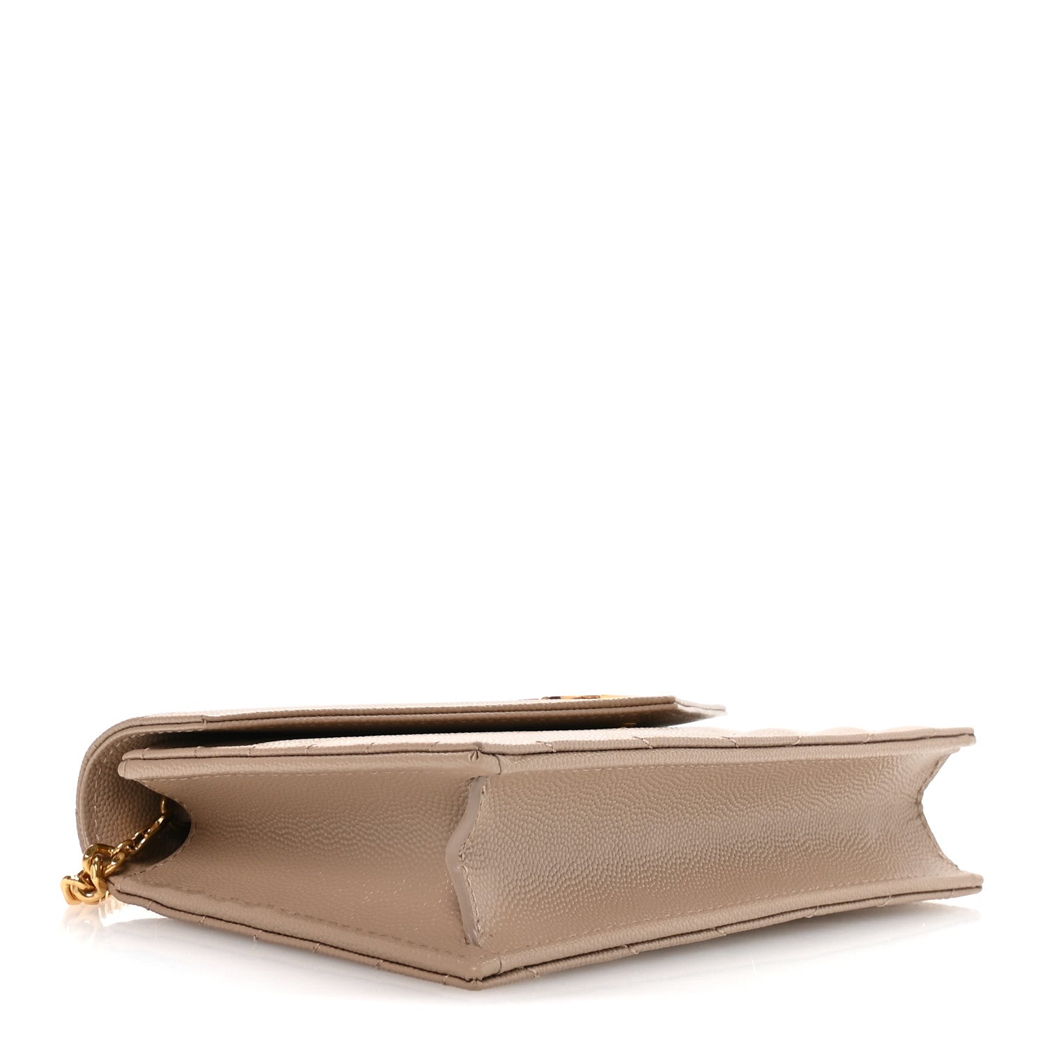Grain De Poudre Matelasse Chevron Monogram Envelope Chain Wallet Dark Beige