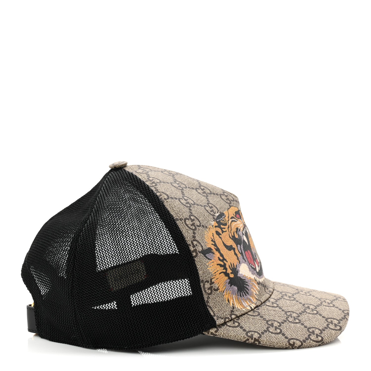 GG Supreme Monogram Tiger Print Baseball Hat L 59 Beige