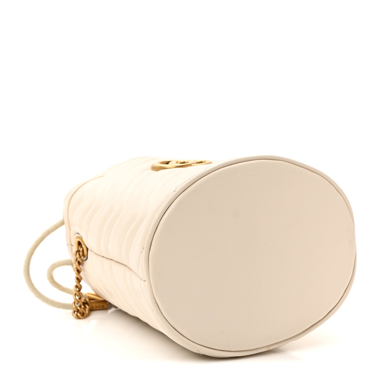 Calfskin Matelasse Mini GG Marmont 2.0 Bucket Bag White