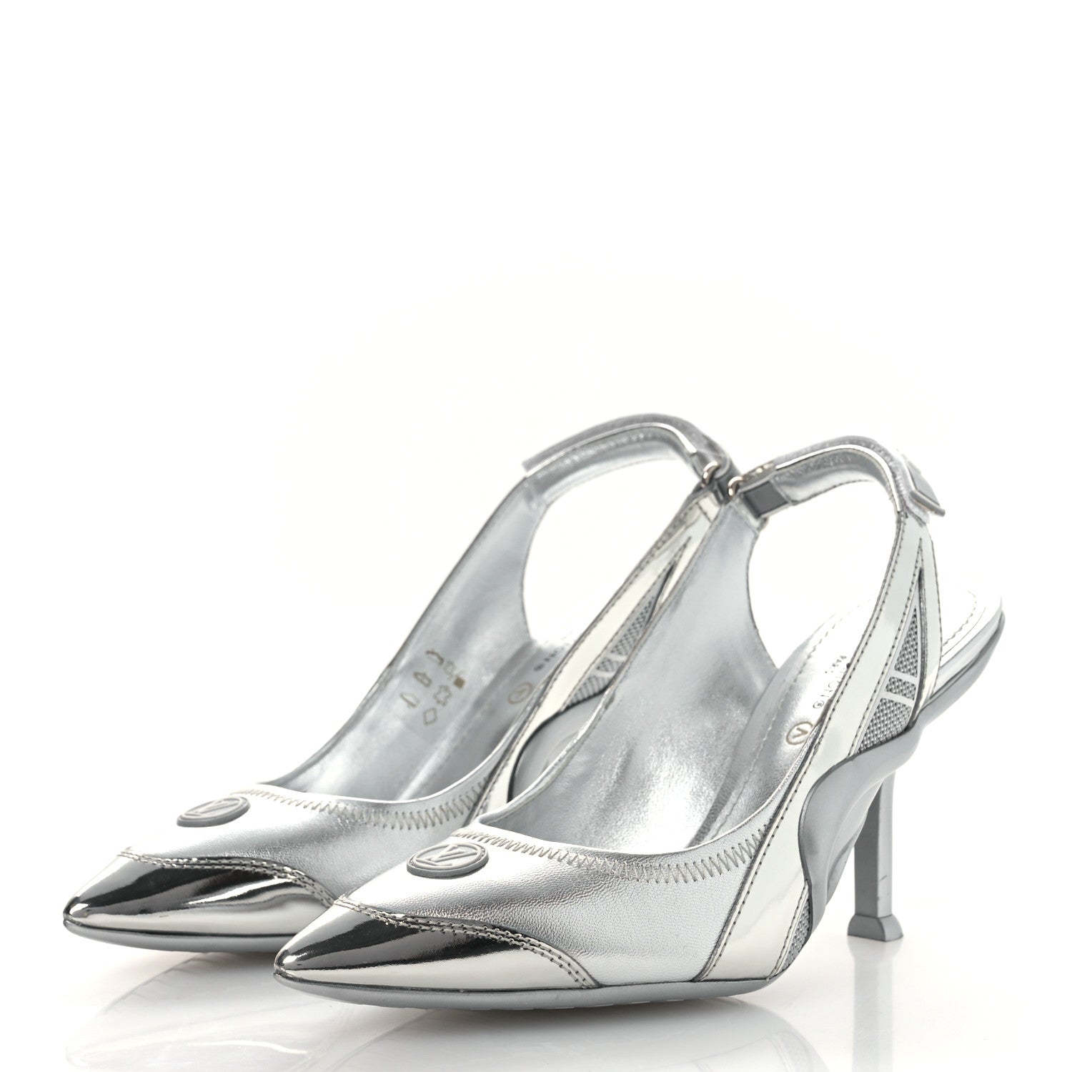 Metallic Lambskin Archlight Slingback Pumps 37 Argent