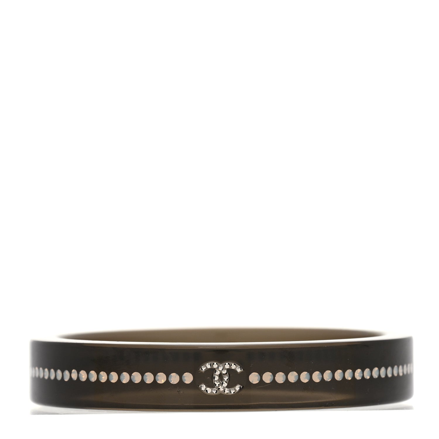 Resin Crystal CC Bangle Bracelet Black