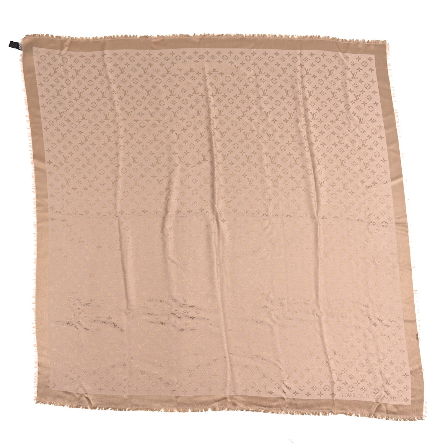 Silk Wool Monogram Denim Shawl Beige Rose