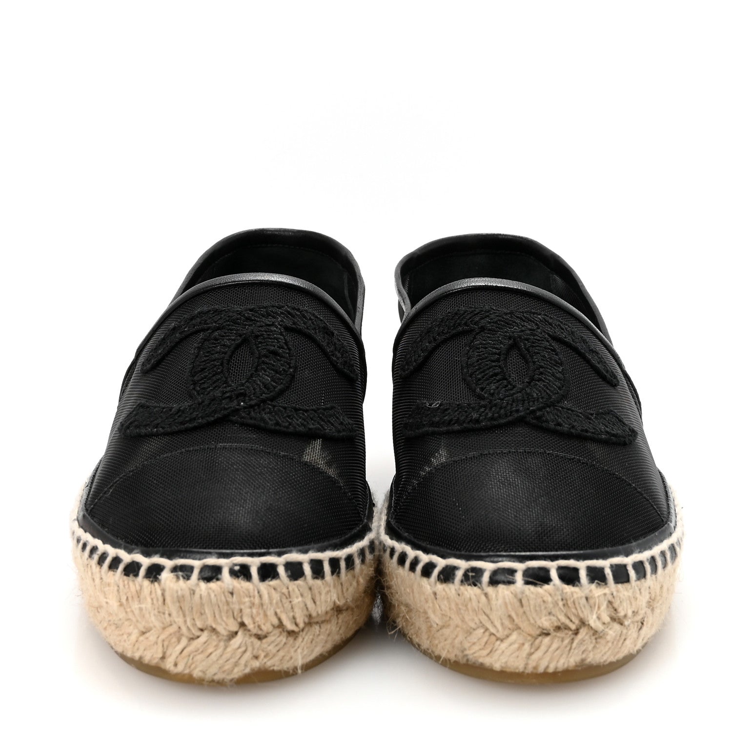 Mesh Grosgrain CC Espadrilles 36 Black