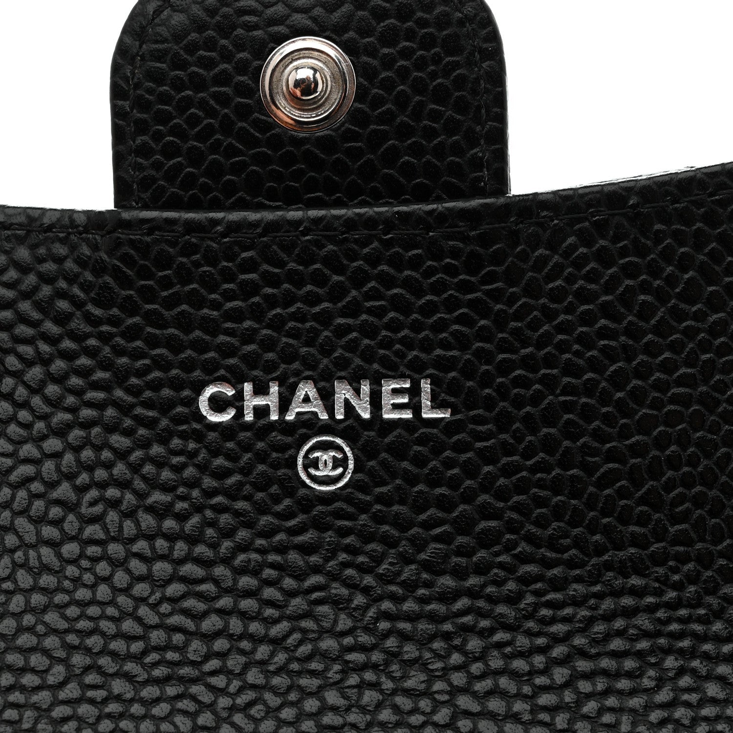 Caviar Quilted Flap Card Holder Wallet Black