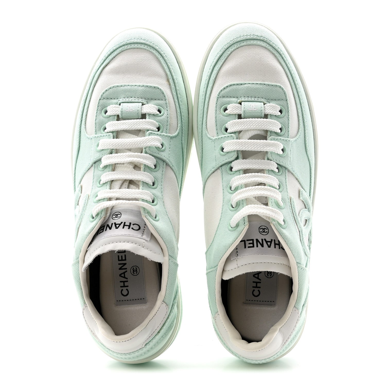 Cotton Sneakers 38.5 Light Turquoise White