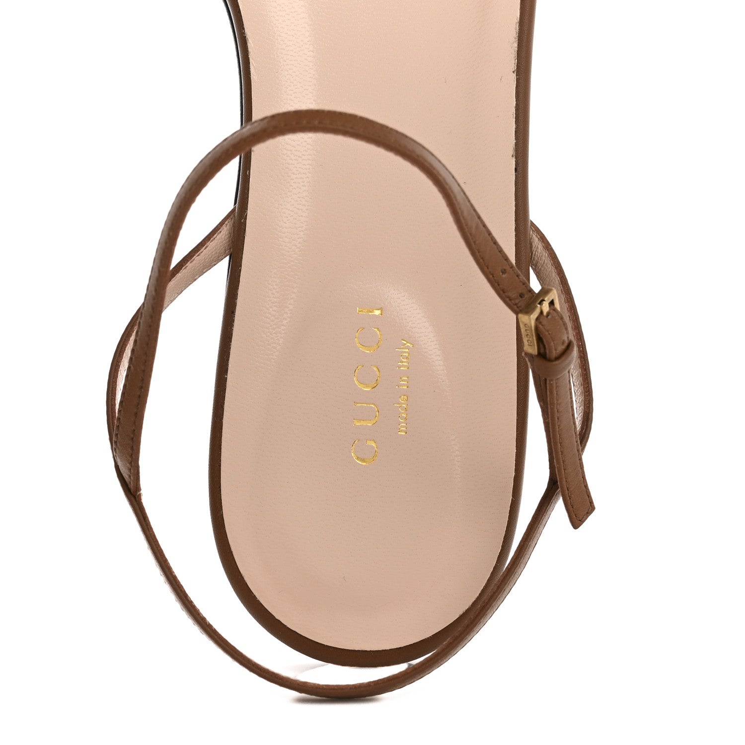 Lifford Calfskin GG Marmont Ankle Wrap Flat Sandals 41 Cognac