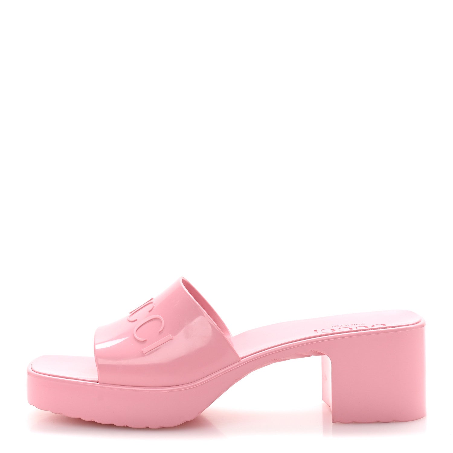 Rubber Gucci Logo Womens Platform 20/60mm Slide Sandals 37 Wild Rose