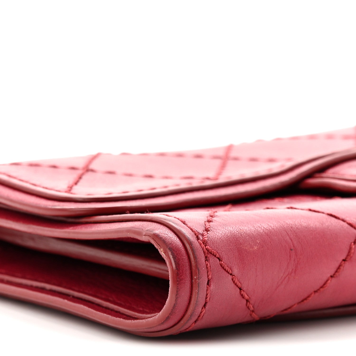 Calfskin Stitched Clutch Flap Red