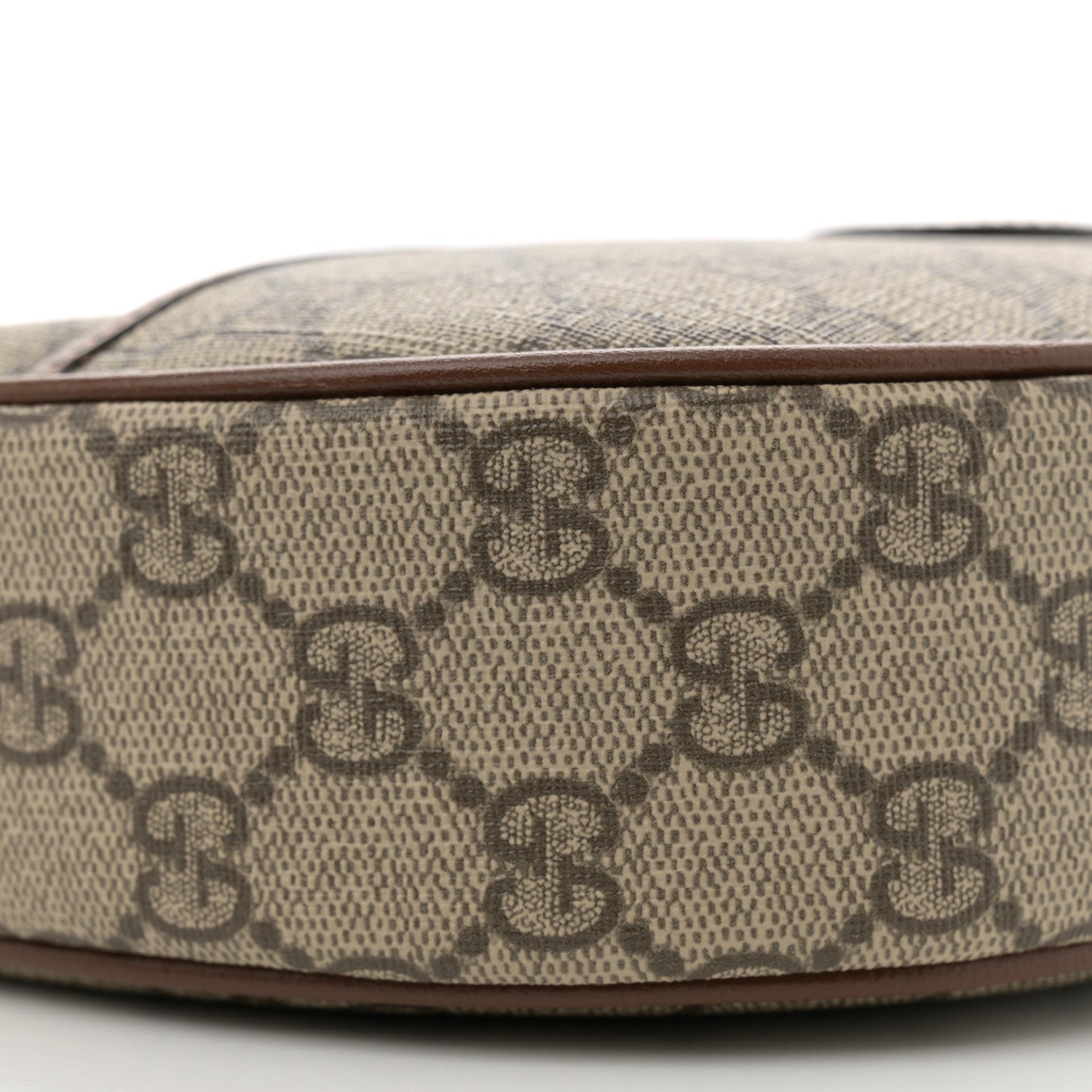 GG Supreme Monogram Azalea Calfskin Mini Retro Interlocking G Half Moon Bag Beige Ebony Brown Sugar