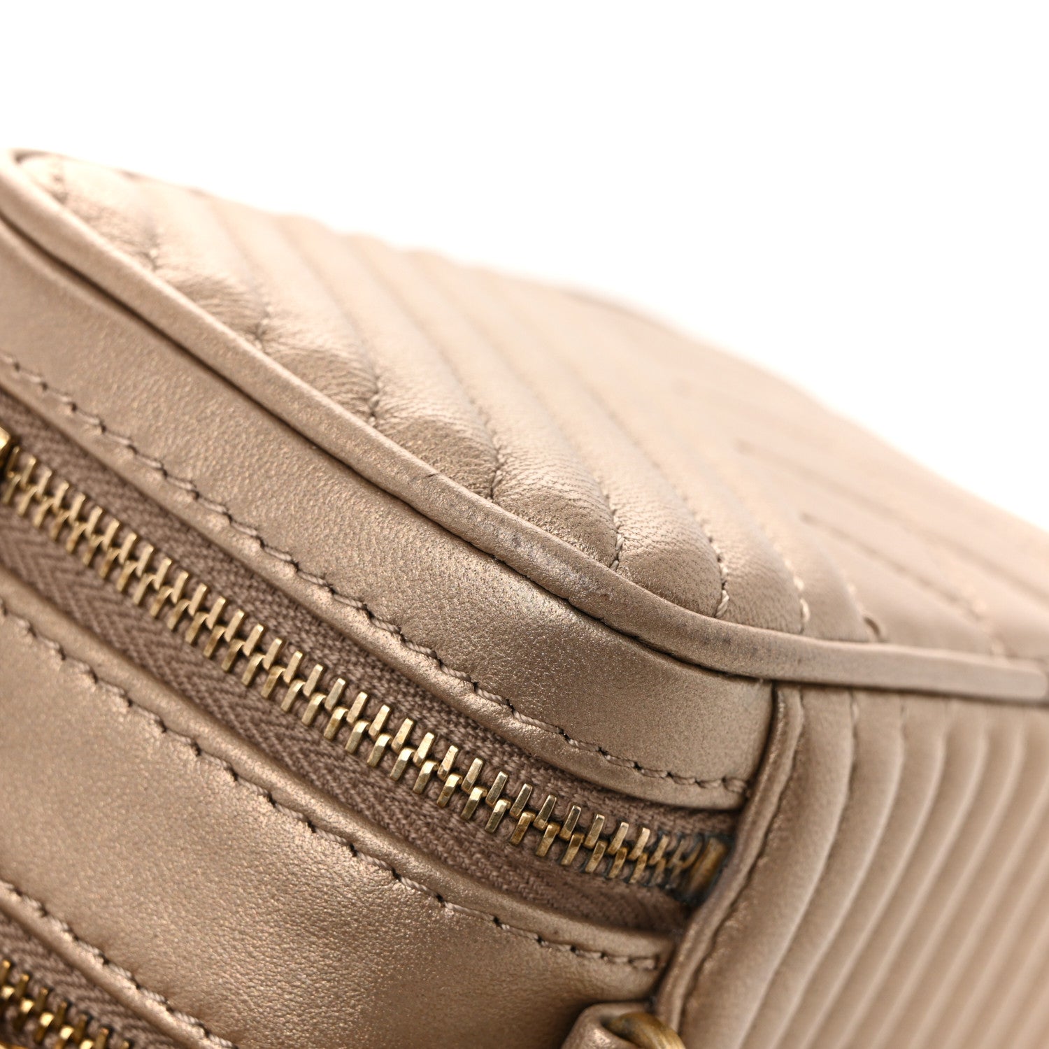Metallic Lambskin Mini Coco Boy Camera Case Dark Gold