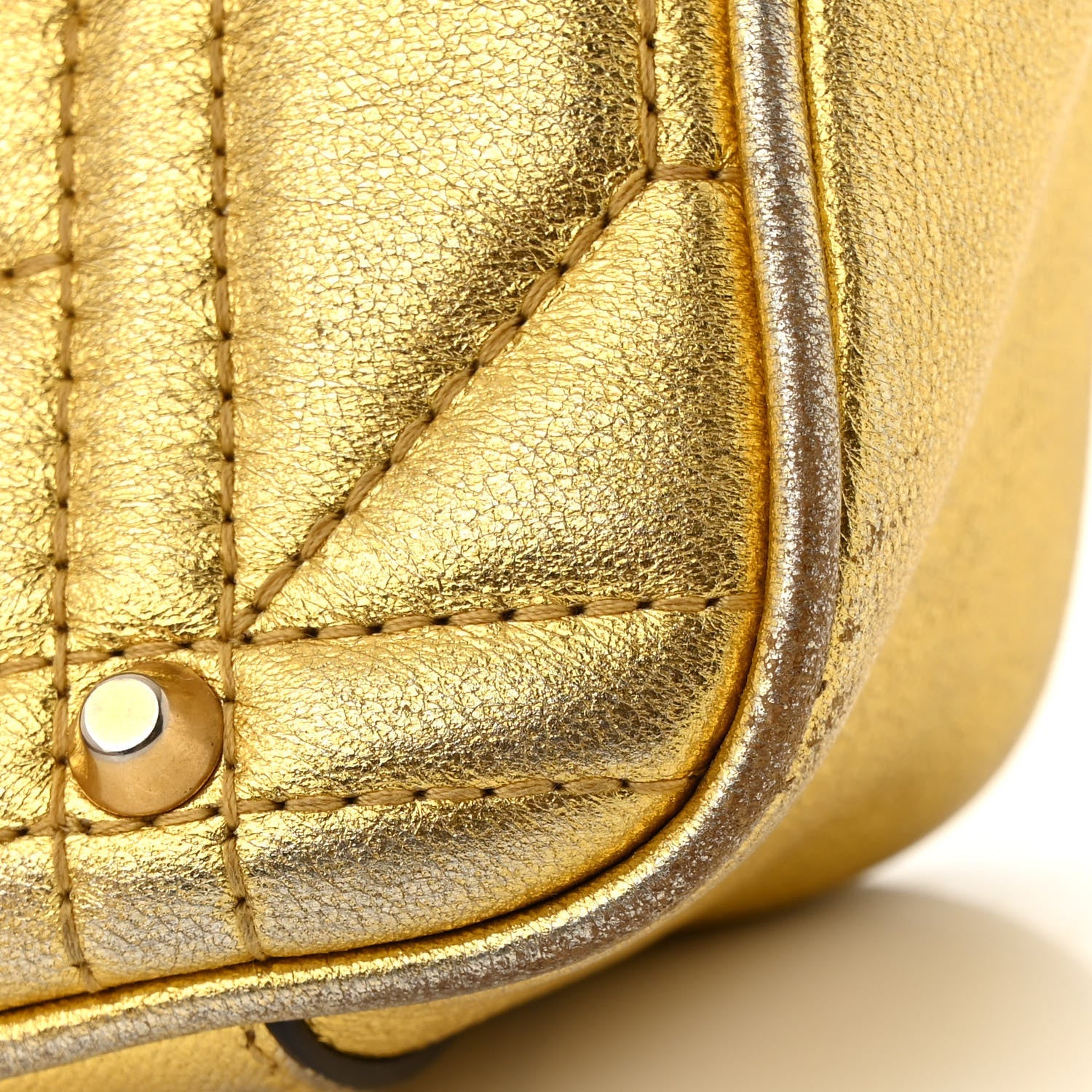 Metallic Calfskin Matelasse Studded Mini Pearly GG Marmont Shoulder Bag Gold