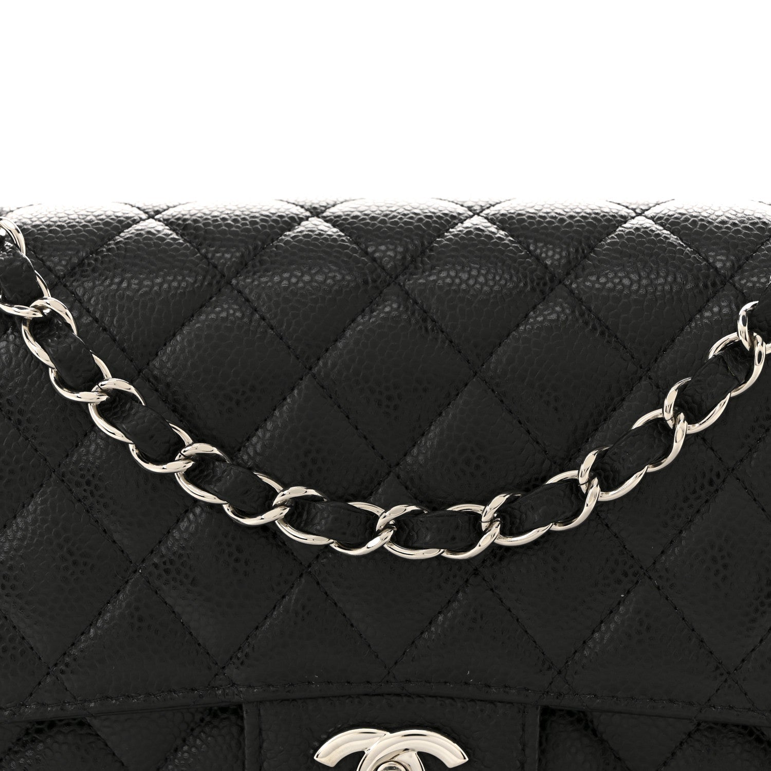 Caviar Quilted Medium Double Flap Black