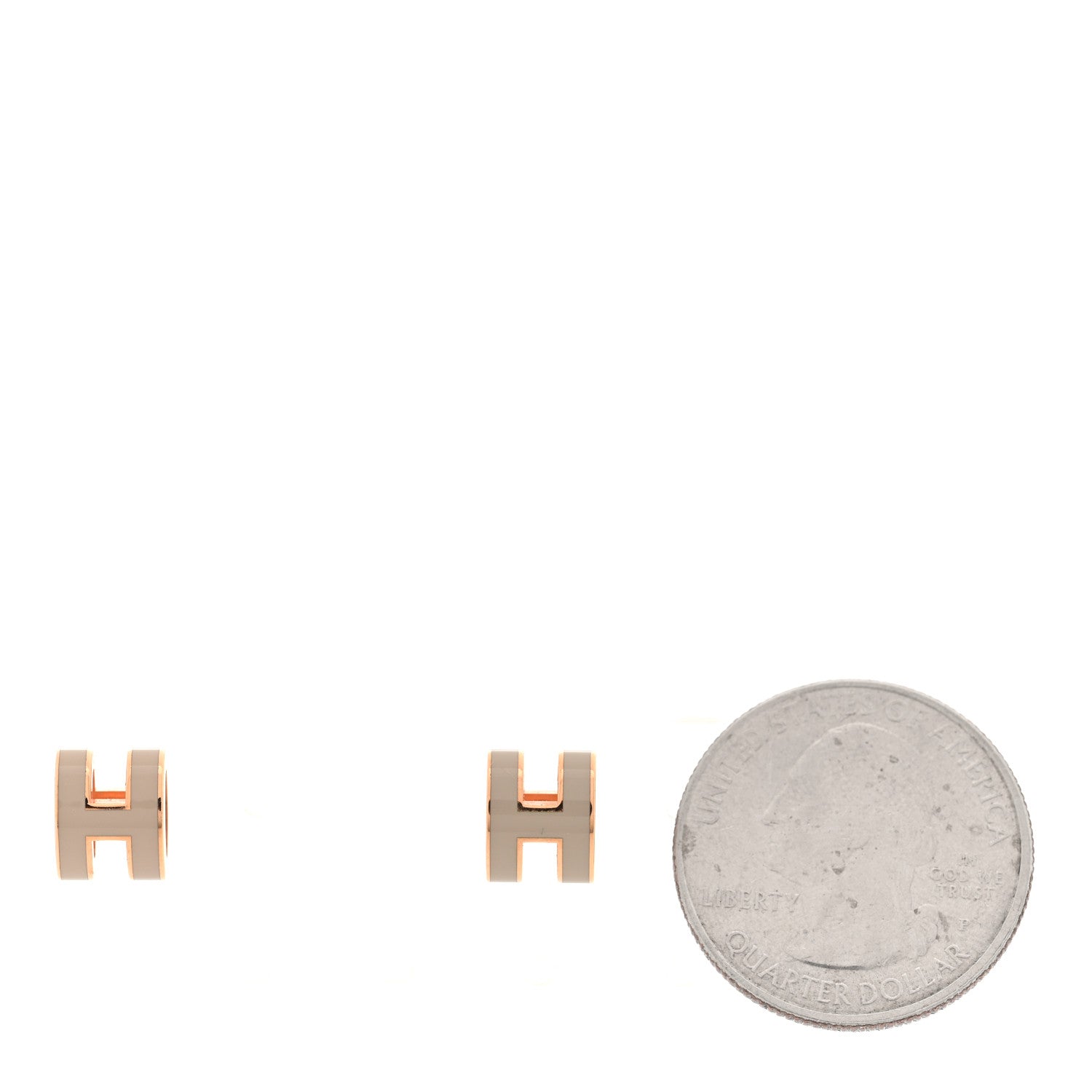 Rose Gold Lacquered Mini Pop H Earrings Marron Glace